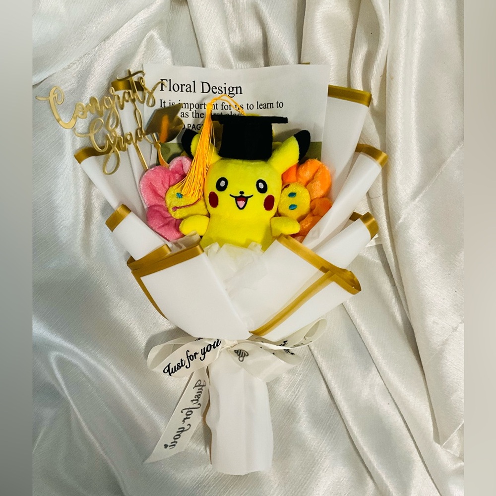 Pikachu Graduation Plush Bouquet - Yellow 14 inches